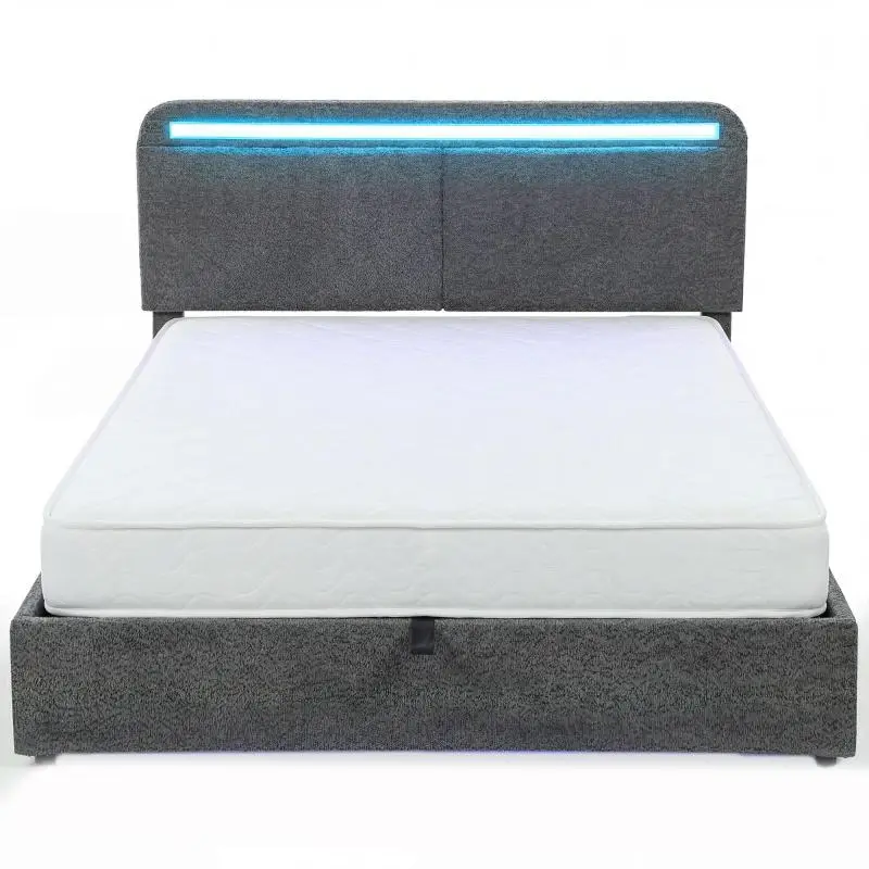 140 x 190 cm Storage Bed with LED Headboard