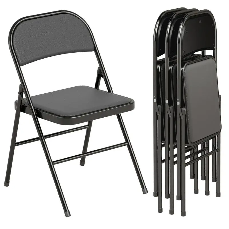Set of 4 Folding Dining Chairs in Black