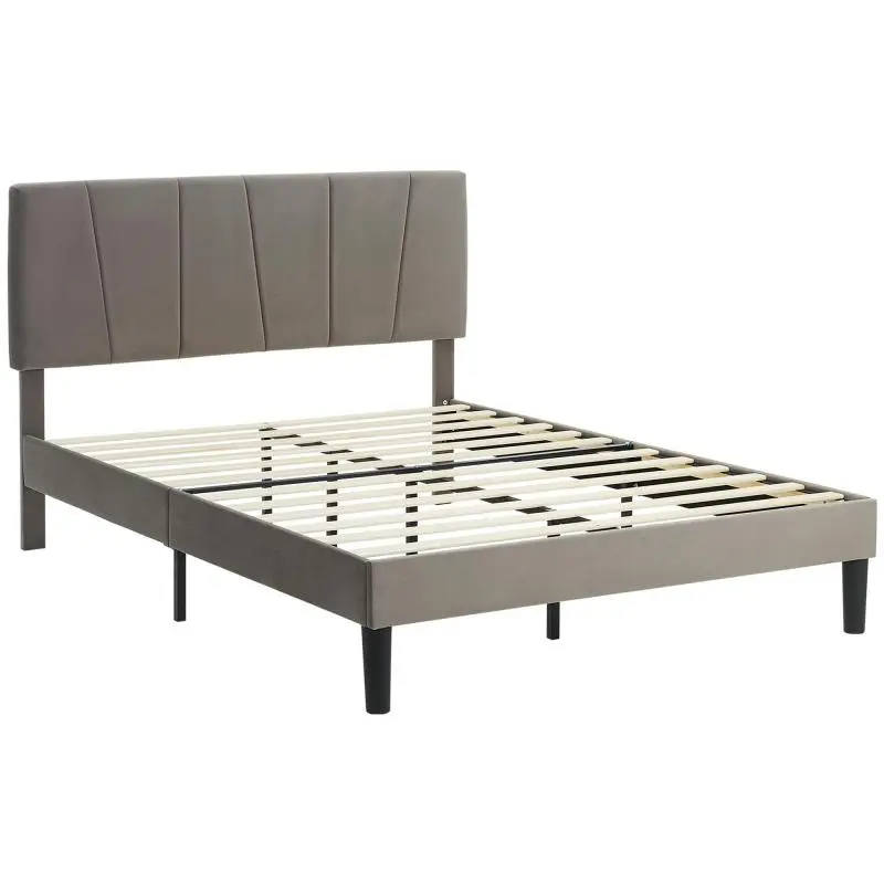 140 x 190 cm Bed Frame with Adjustable Headboard