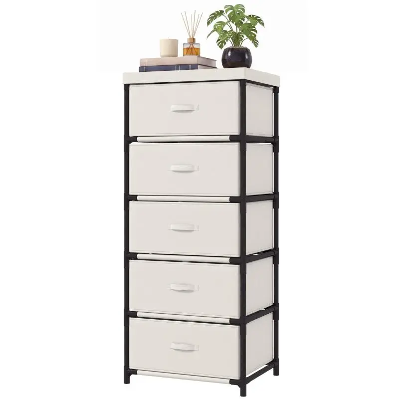 5-Drawer Fabric Dresser, Beige