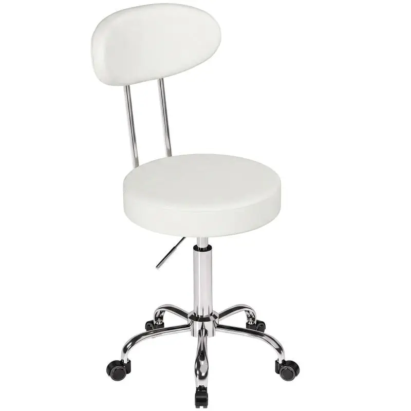 Height-Adjustable Swivel Stool with Backrest and Wheels