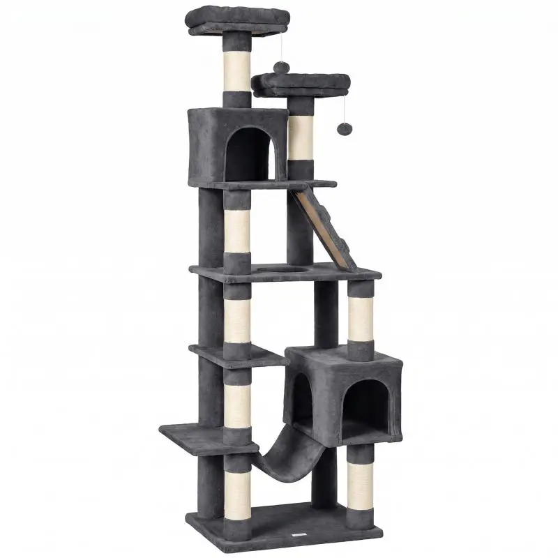 Multi-Level Cat Scratching Tree, 204 cm, Dark Grey