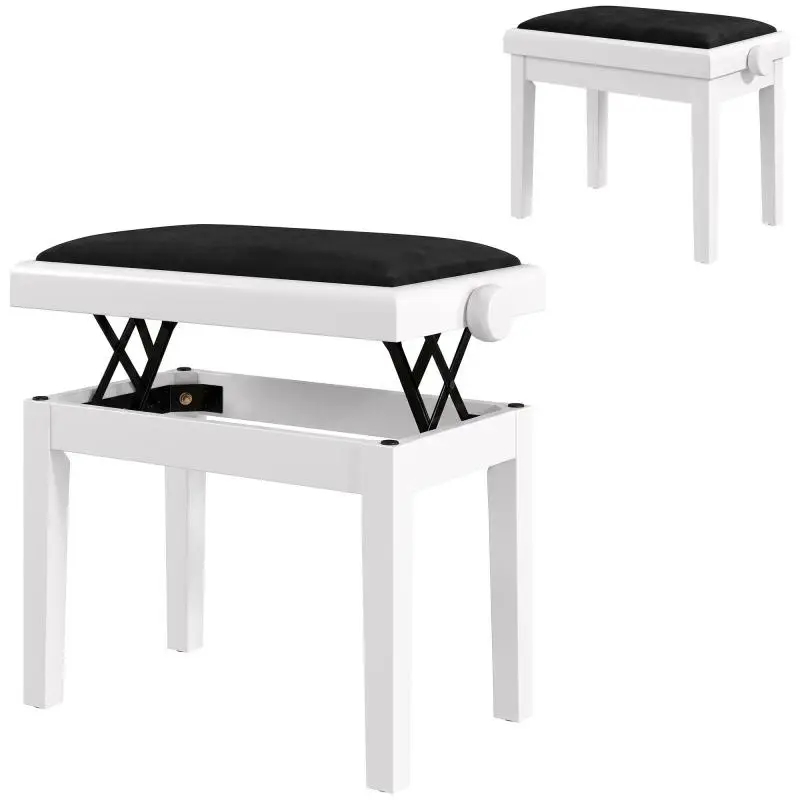 Height-Adjustable Piano Bench with Padded Cushion