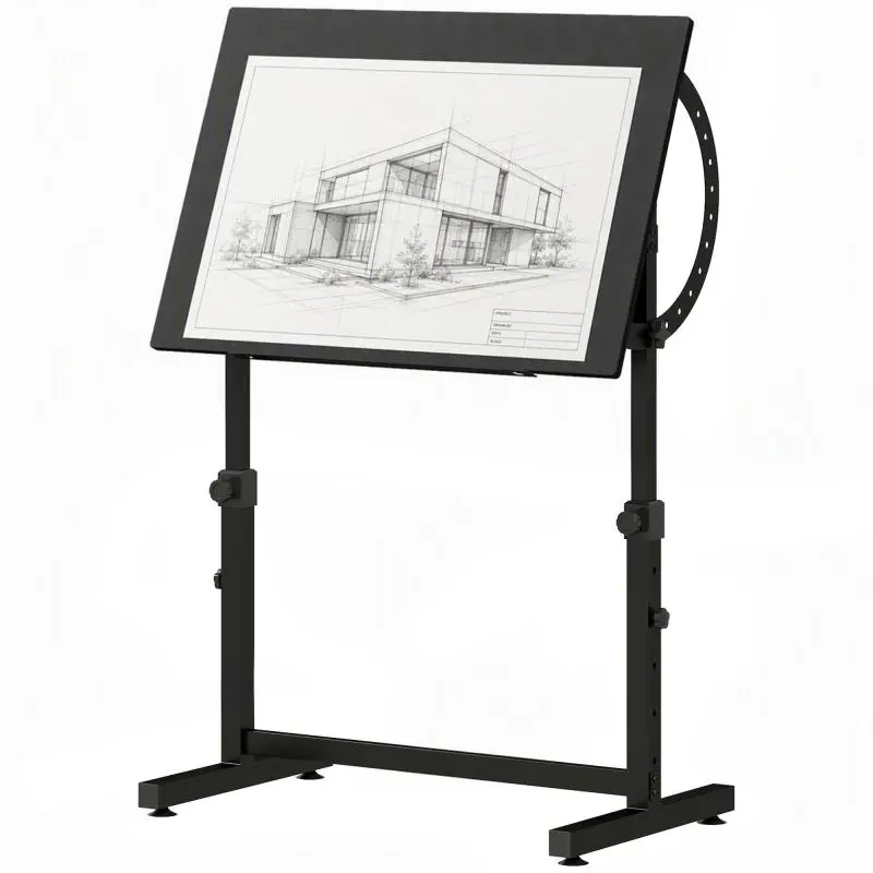 Height and Tilt Adjustable Drafting Table, Black
