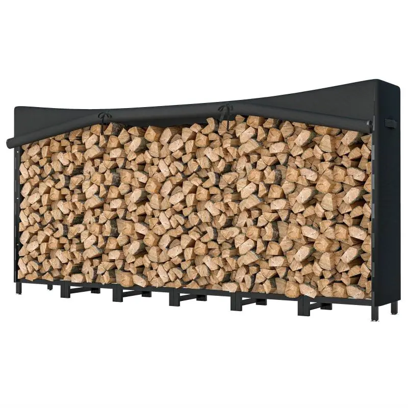 Outdoor Metal Log Shed with Waterproof Cover, 235 cm
