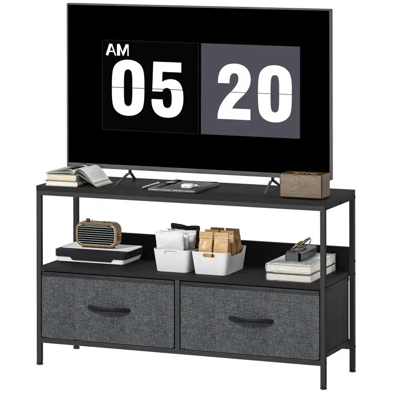Low Profile TV Stand with 2 Drawers, 98 cm