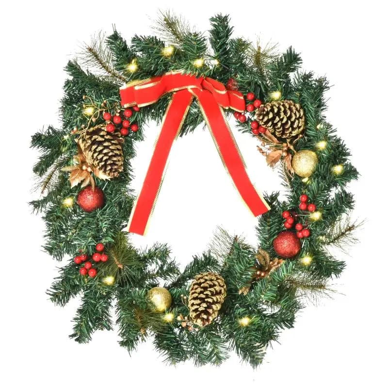 Light-Up Artificial Christmas Wreath, 60 cm