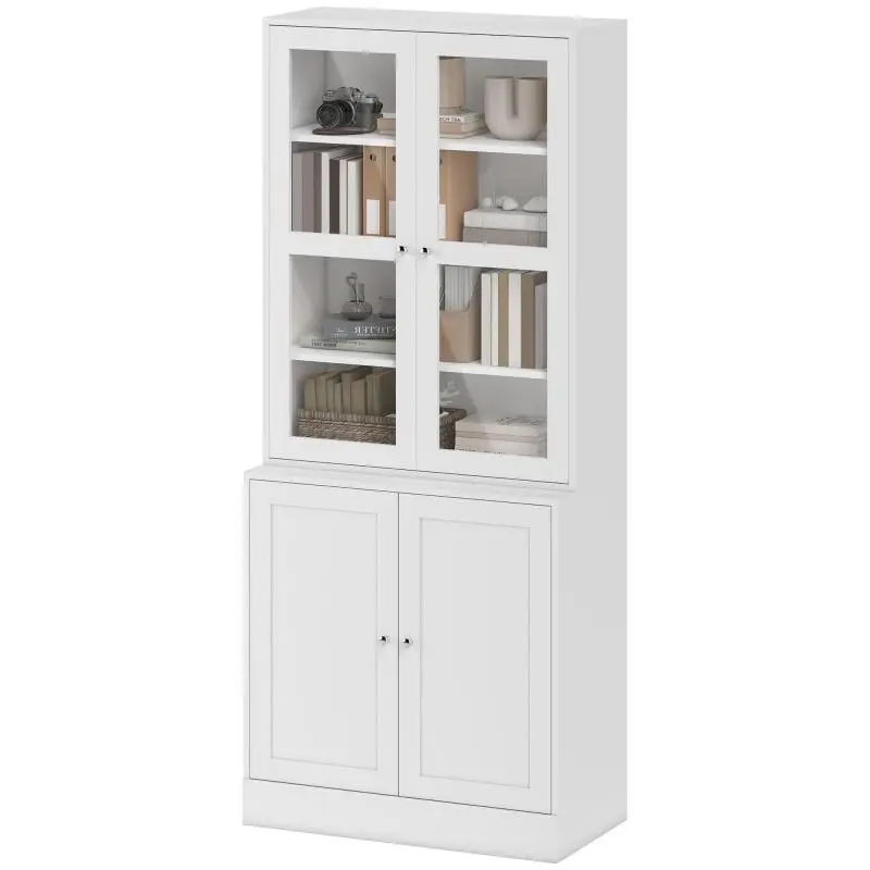 4-Door Bookcase with Adjustable Shelves, 76 cm