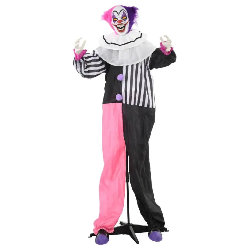 Animated Creepy Clown Halloween Decoration, 173 cm