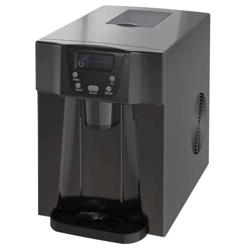 Ice Maker with Water Dispenser, 12 kg per Day, Black