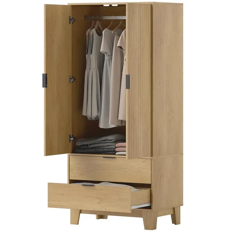 Wardrobe with 2 Soft-Close Doors and 2 Drawers, 80 cm