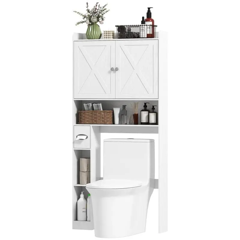 Over-the-Toilet Storage Unit with 3 Compartments