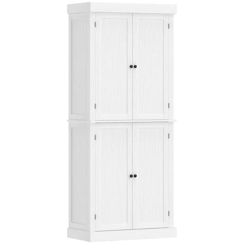 Tall Kitchen Cabinet with 6 Shelves, White