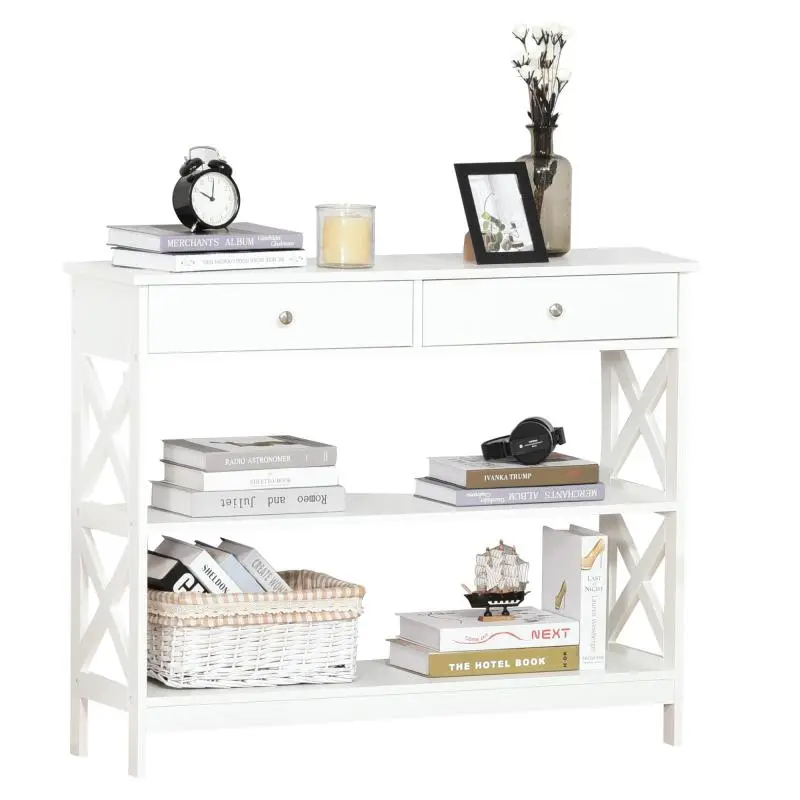 Console Table with 2 Drawers and 2 Shelves