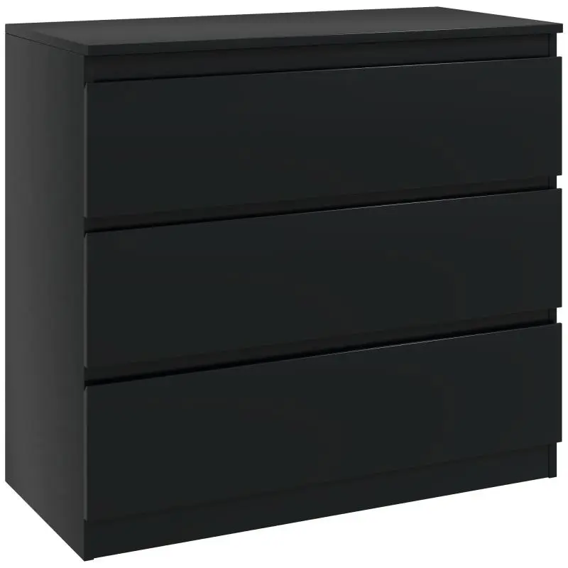 3-Drawer Chest, 80 × 39 × 73 cm, Black