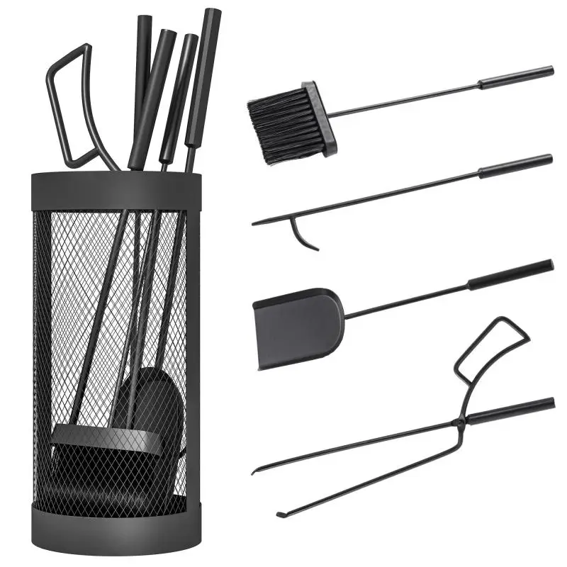 5-Piece Fireplace Tool Set with Bucket
