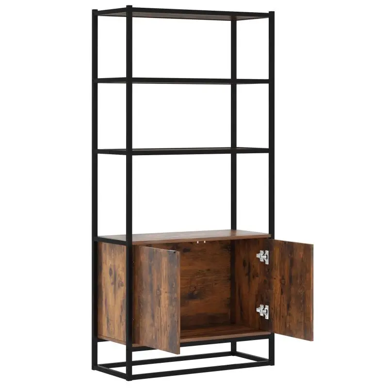 Vintage-Style Bookshelf with 3 Shelves and Cabinet