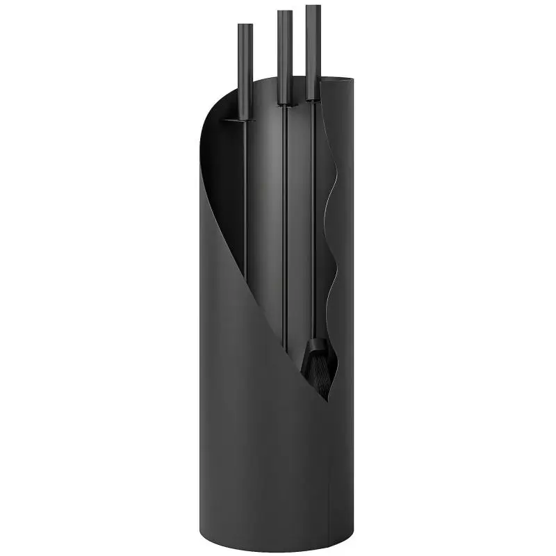 4-Piece Fireplace Tool Set, Black