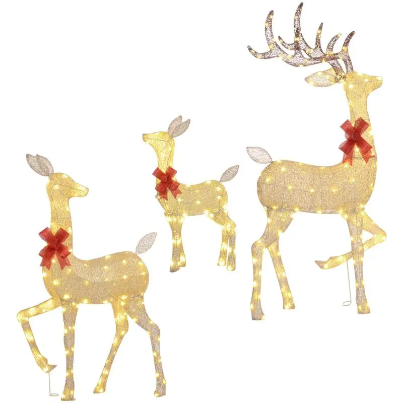 Light-Up Reindeer Family Set, Gold