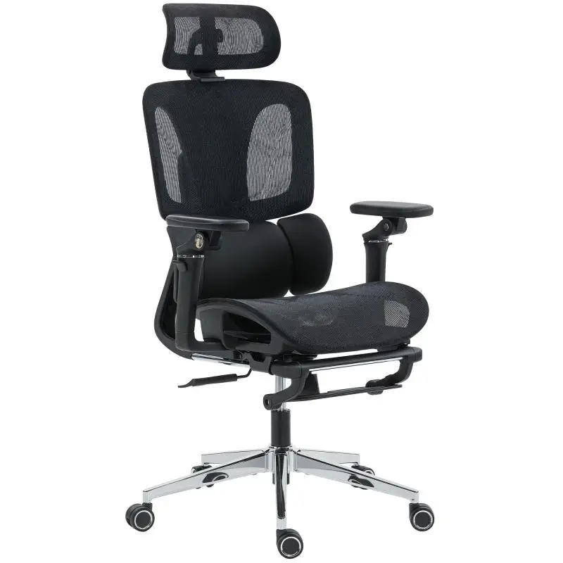 Ergonomic Office Chair with Footrest and Black Mesh