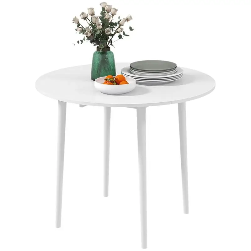 Folding Dining Table with 2 Drop Leaves, White