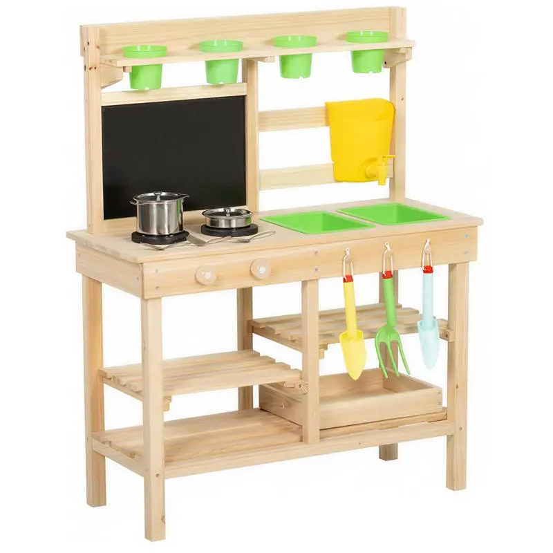 Outdoor Wooden Toy Kitchen with Accessories