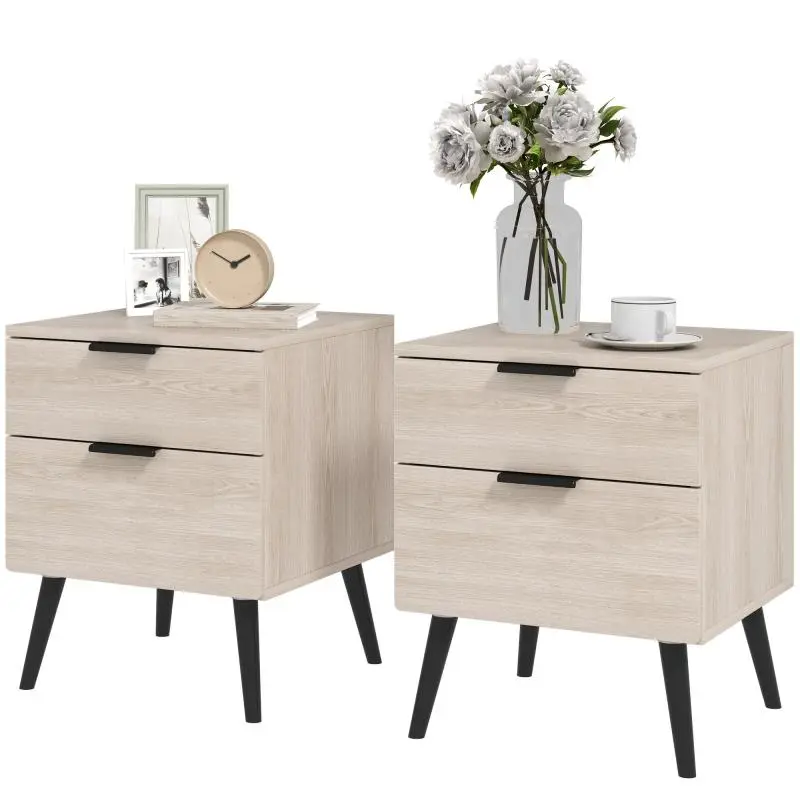 Set of 2 Bedside Tables with 2 Drawers