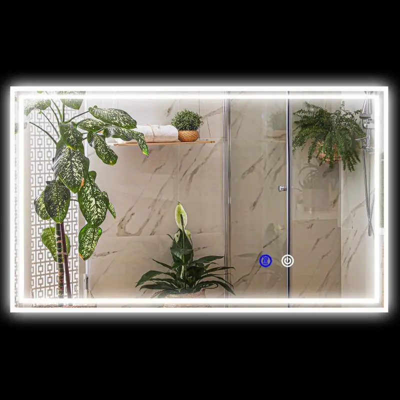 Rectangular Wall-Mounted LED Bathroom Mirror, 100 cm