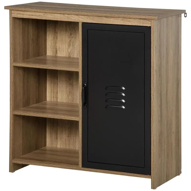 Industrial-Style Sideboard with 3 Cubbies and Cupboard