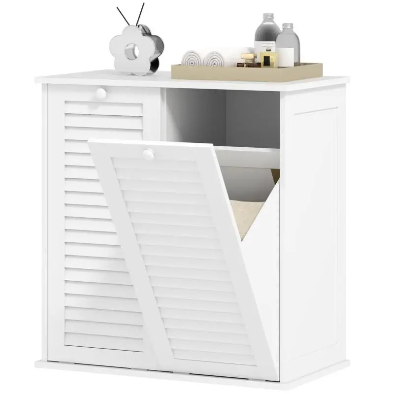 Laundry Cabinet with 2 Tilt-Out Bins, White