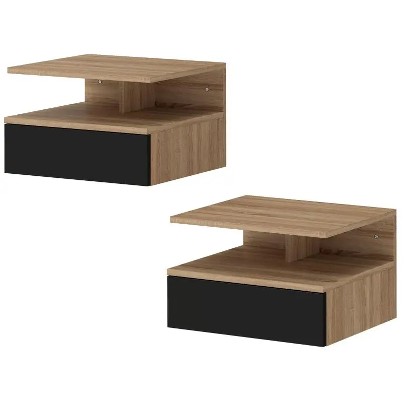 Set of 2 Floating Bedside Tables with Drawer