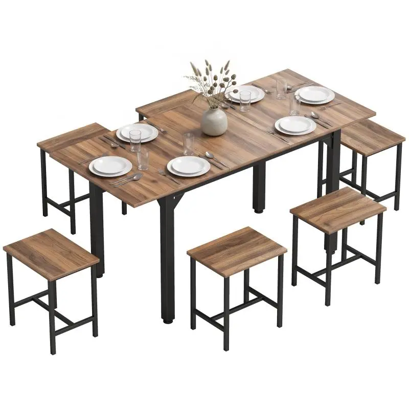 Extendable Dining Set with 6 Stools