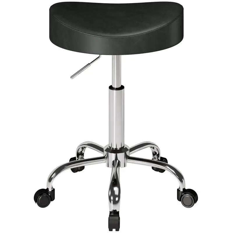Height-Adjustable Swivel Stool with Casters