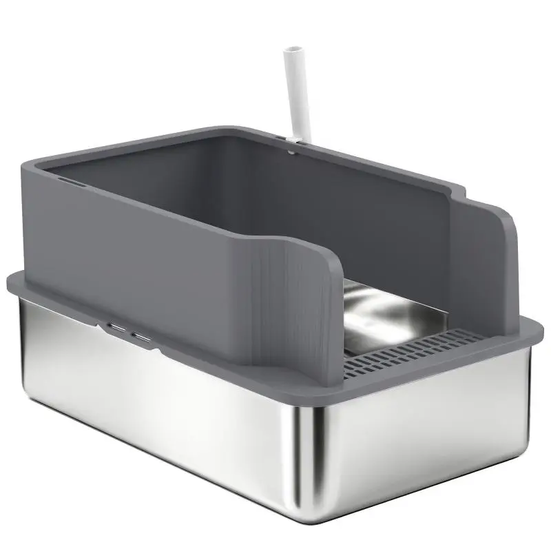 Stainless Steel Cat Litter Box with Sifting Tray