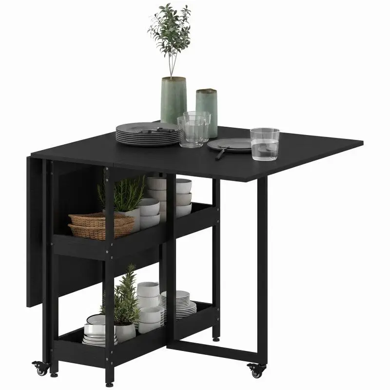 Foldable Dining Table, Black, Seats 4
