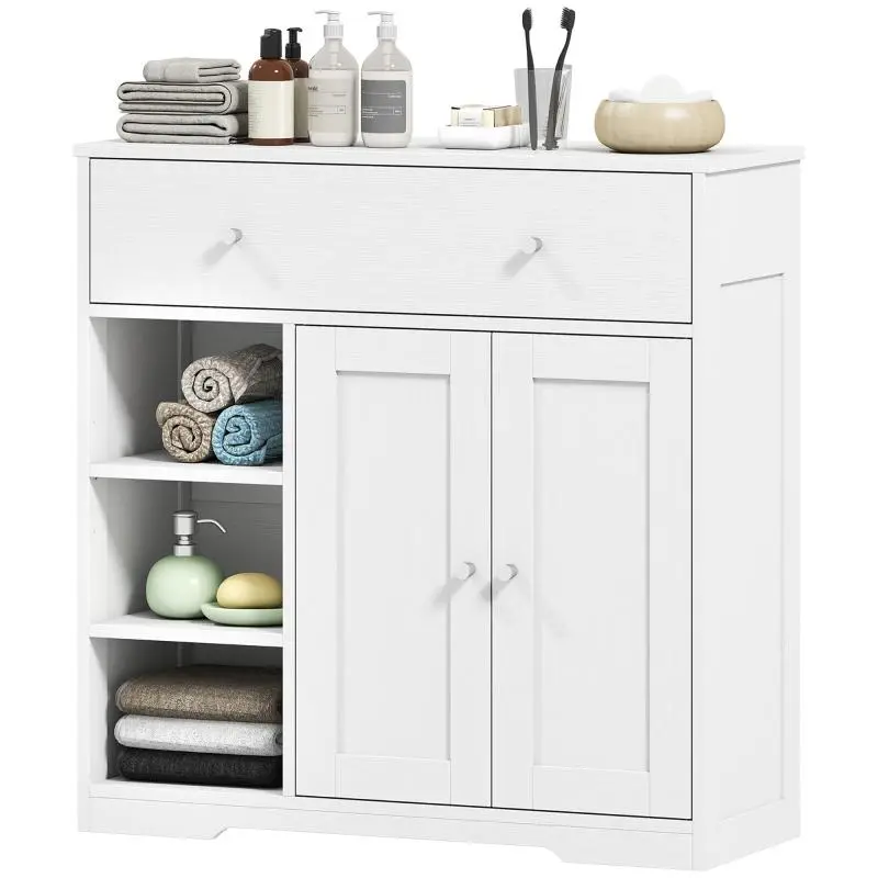 Bathroom Cabinet with Drawer and Open Compartments