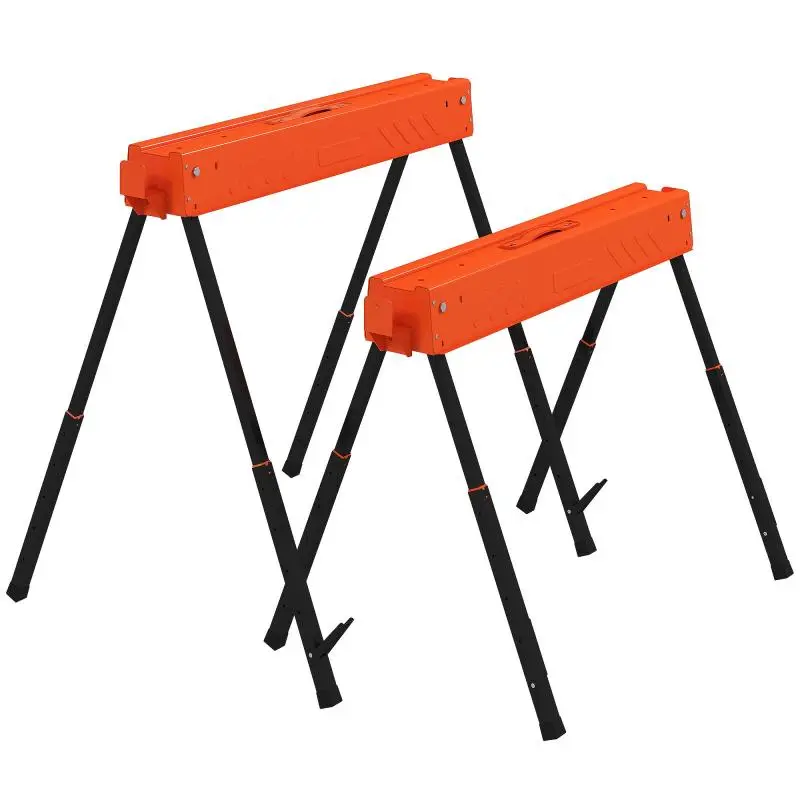 Set of 2 Foldable Metal Sawhorses