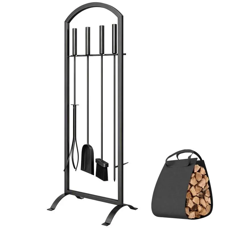 6-Piece Fireplace Tool Set with Log Bag