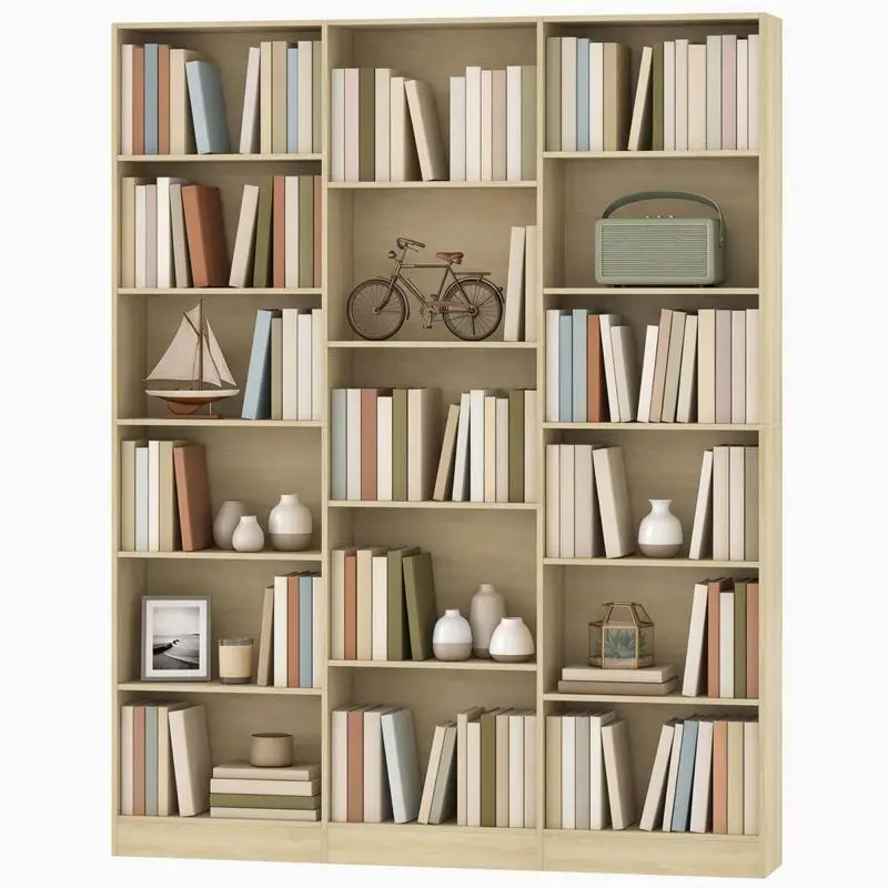 6-Tier Bookcase with 17 Compartments, Oak