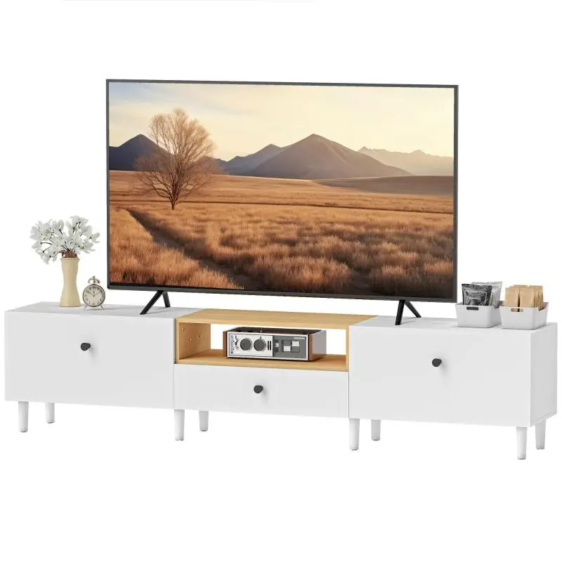 TV Stand for TVs Up to 90 Inches, White