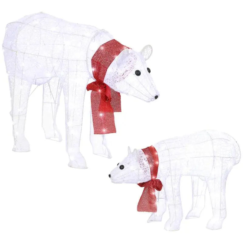 2-Piece Polar Bear Christmas Decoration, 140 LEDs