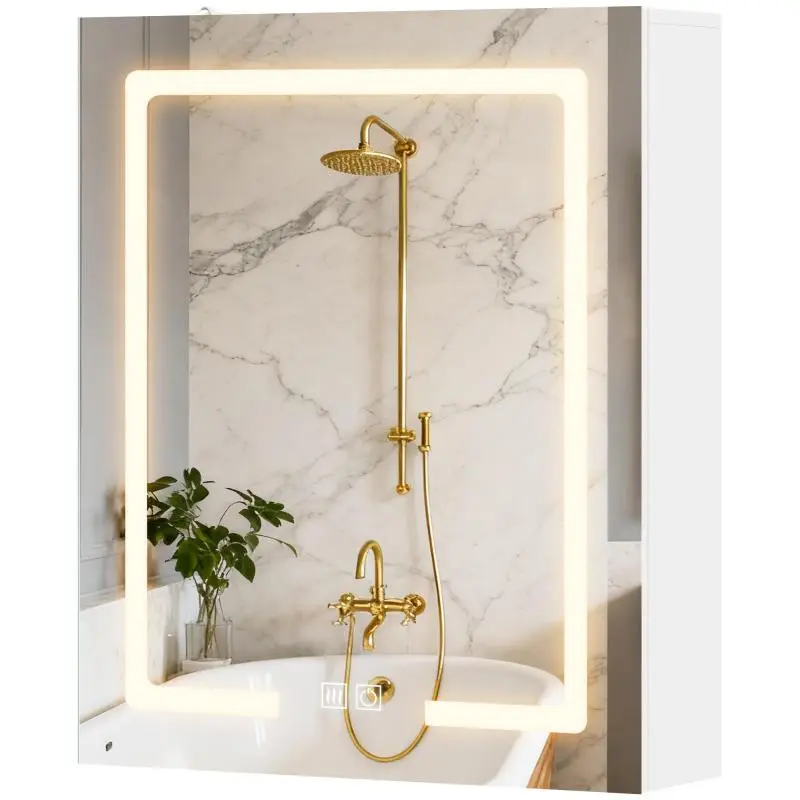 Bathroom Wall Cabinet with Mirror and LED Light