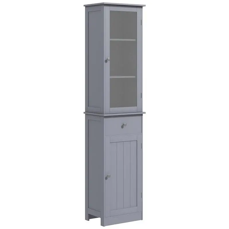 Bathroom Tall Cabinet with Acrylic Doors, Grey