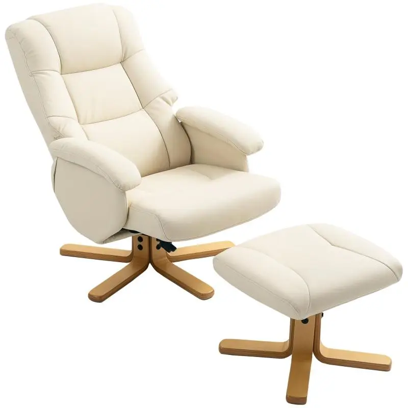 Reclining Armchair with Footrest and Swivel Base