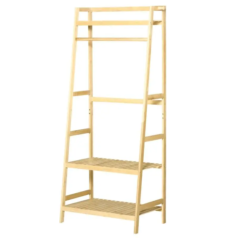 Bamboo Coat Rack with 3 Shelves