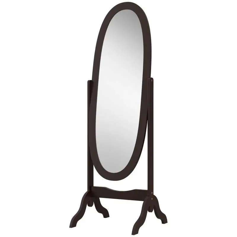 Oval Floor Mirror, Adjustable Tilt, Coffee