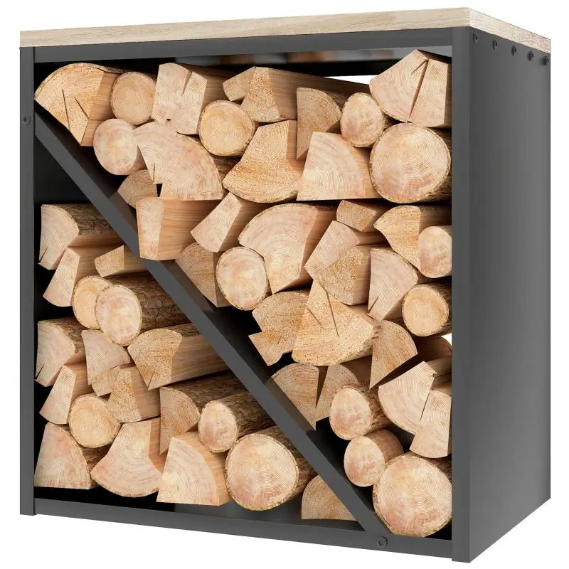 Indoor Firewood Rack with Side Table, 58 cm