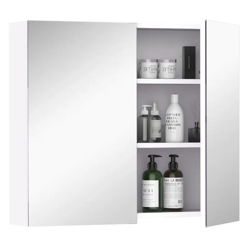 Bathroom Wall Cabinet with Mirror and Adjustable Shelf, 70 × 15 × 60 cm