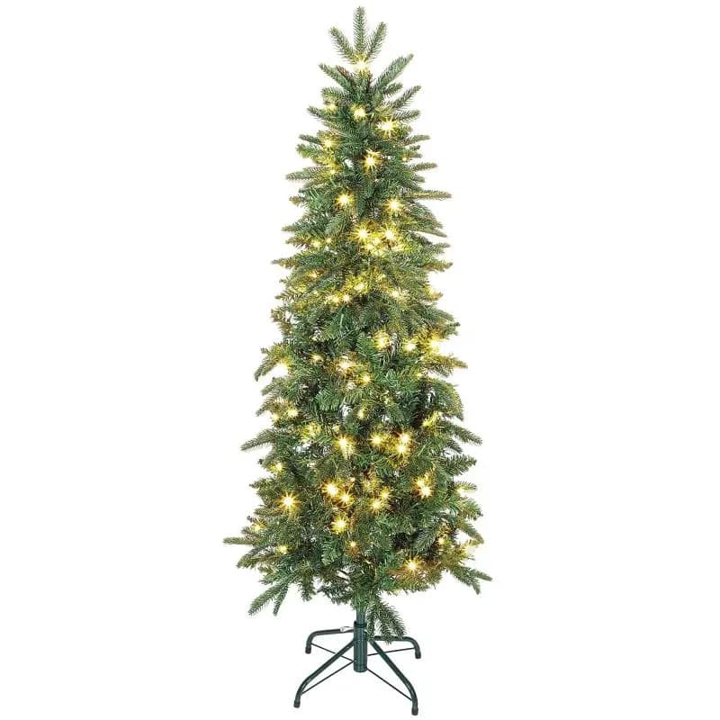 Slim Artificial Christmas Tree with 150 LEDs, 150 cm