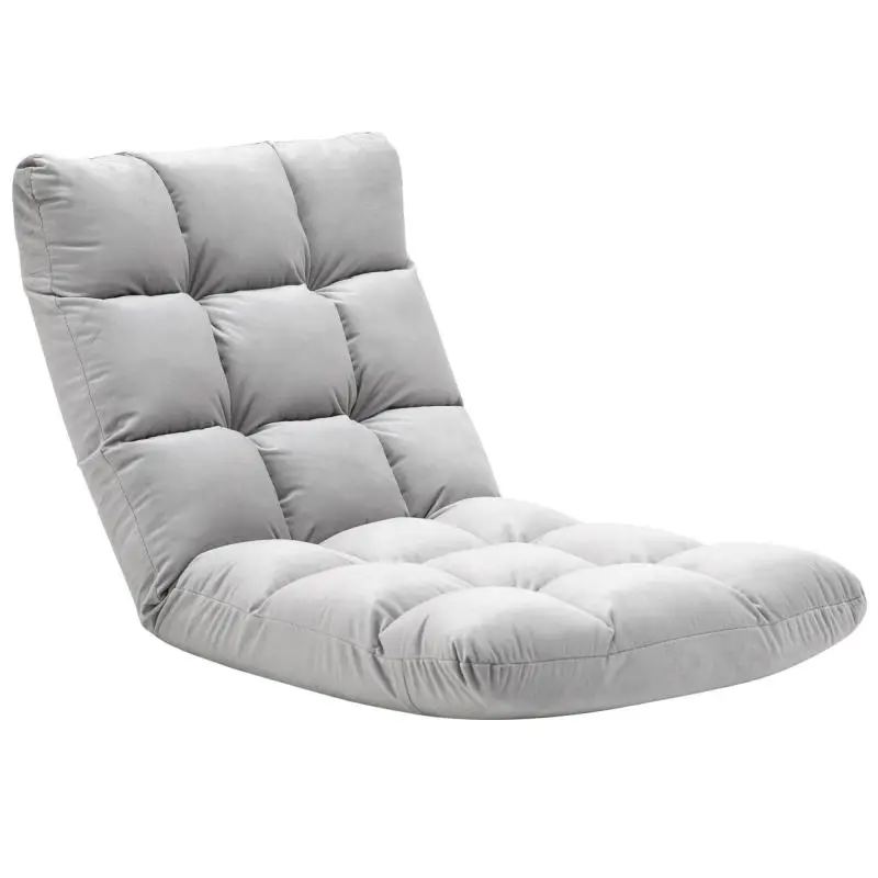 Foldable Floor Chair with Reclining Backrest, Grey